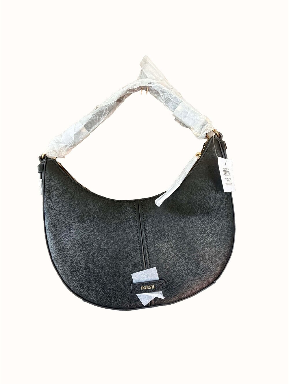 Fossil Shae Small Hobo Bag Black Leather Gold Hardware Crossbody NWT $230